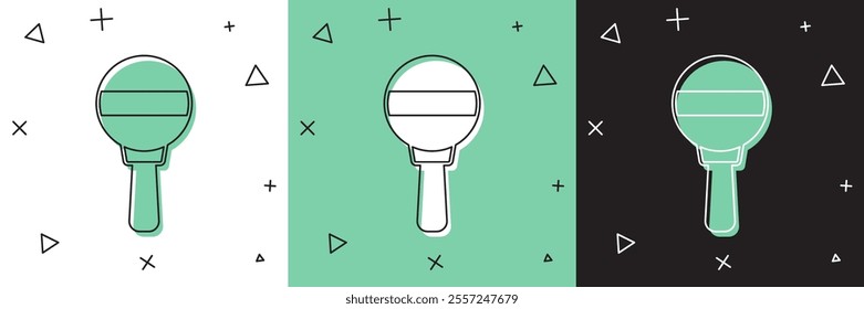 Set Rattle baby toy icon isolated on white and green, black background. Beanbag sign.  Vector