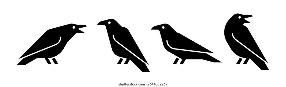 Set of Raven logo. Icon design. Template elements