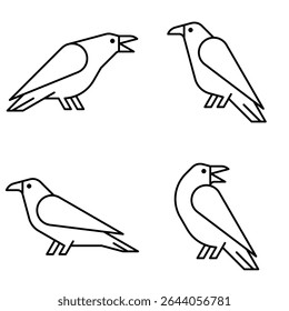 Set of Raven logo. Icon design. Template elements