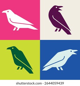Set of Raven logo. Icon design. Template elements
