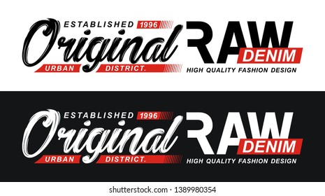 Set raw denim, design vector typography varsity for print t shirt - Vector image