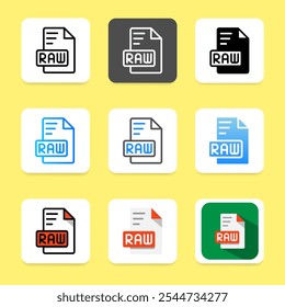 Set raw design icon format. file type, document, file format and extension.