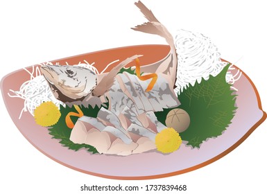 set of raw fish sashimi on dish for decoration.