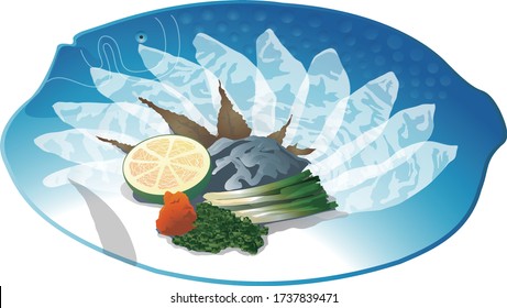 set of raw fish sashimi on dish for decoration.