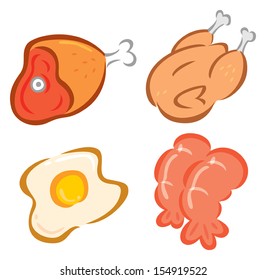 set of raw food icon