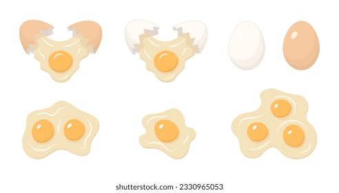 Set of raw and whole eggs.