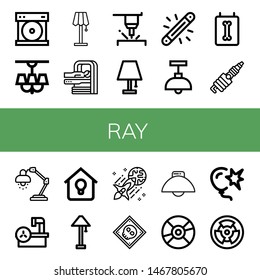 Set of ray icons such as Compact disc, Lamp, Mri, Laser, Glow, X ray, Spark, Magnetic resonance, Lighting, Light, Burst, Radioactive , ray