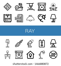 Set of ray icons such as X ray, Laser, Magnetic resonance, Mri, Light, Compact disc, Burst, Radioactive, Lamp, Spark, Dvd player, Lighting , ray