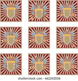 Set of rays background with medieval military pennant and stars. Eps 10