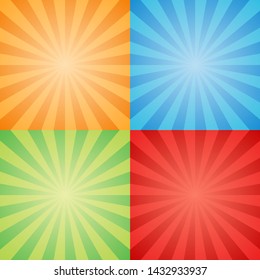 set of rays comics background, pop art, vector
