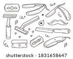 Set of razor for shaving mustaches collection item set