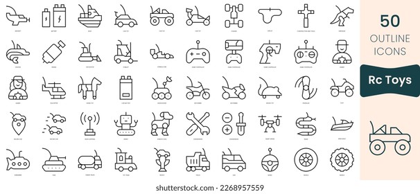 Set of rc toys icons. Thin linear style icons Pack. Vector Illustration