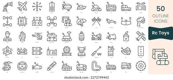 Set of rc toys icons. Thin linear style icons Pack. Vector Illustration