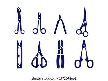 set of rdifferent scissors icons vector