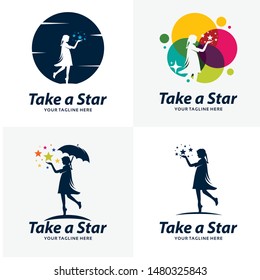 Set of Reach a Star Logo Design Templates