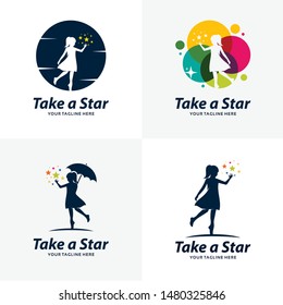 Set of Reach a Star Logo Design Templates