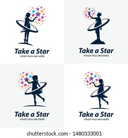 Set of Reach a Star Logo Design Templates