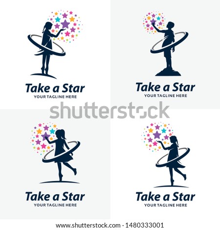 Set of Reach a Star Logo Design Templates