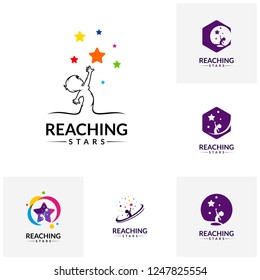 Set of Reaching Stars Logo Design Template. Dream star logo. Emblem, Colorful, Creative Symbol, Icon