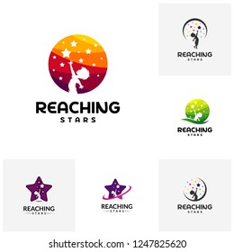 Set of Reaching Stars Logo Design Template. Dream star logo. Emblem, Colorful, Creative Symbol, Icon