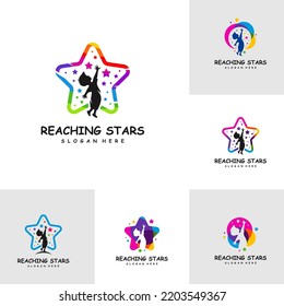 Set of Reaching Stars Logo Design Template. Dream star logo vector. Emblem, Colorful, Creative Icon Symbol