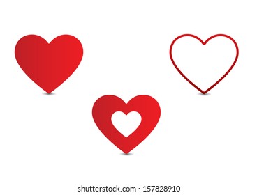 set of read hearts for decoration