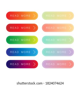 Set of Read More button with gradient color trendy vector template.  