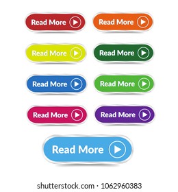 set of Read More button with shadow and chrome border. 
