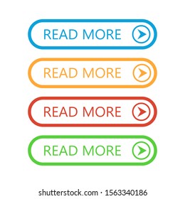 Set of Read More buttons. Vector colorful buttons isolated. Web buttons.