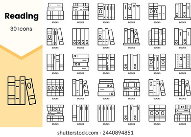 Set of reading icons. Simple line art style icons pack. Vector illustration