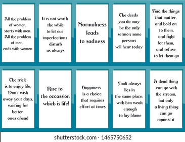 Set of ready to post in social media quotes for blogger about motivation, inspiration and success. Positive sayings for every day