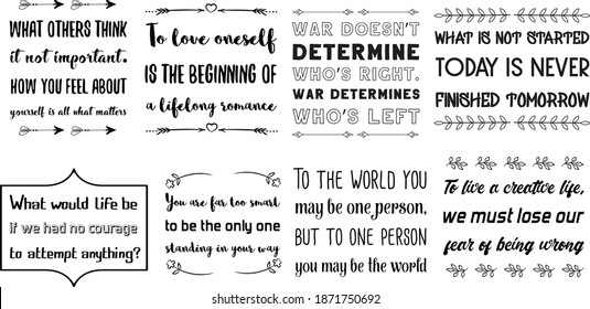 Set of ready to post in social media quotes for blogger about motivation, inspiration and success. Positive sayings for every day.