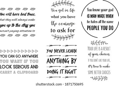 Set of ready to post in social media quotes for blogger about motivation, inspiration and success. Positive sayings for every day.