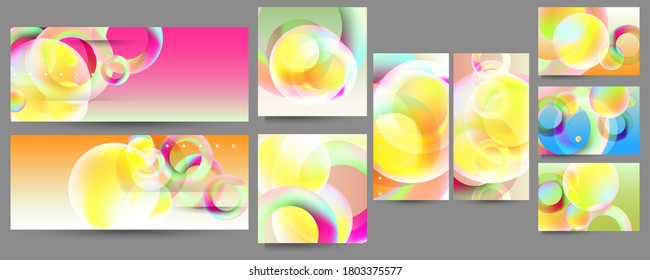 Set of ready-made art cards, convenient abstract background for text, print or social media publication