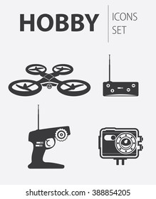 Set of ready-made simple vector icons: hobby