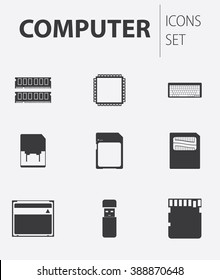 Set of ready-made simple vector icons: computer

