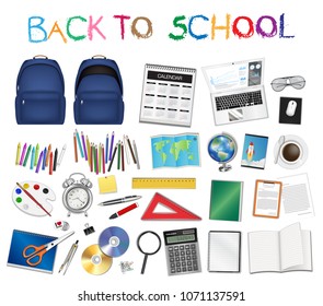 set a real of back to school object vector