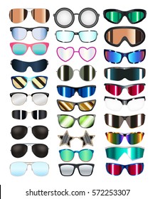  Set Of Real Colorful Style Glasses Vector