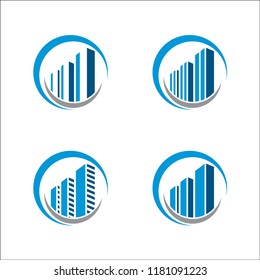 Set Real Estate Apartment Skyscraper Logo Vector. Building Logo Template