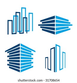 set of real estate / building icons, vector illustration