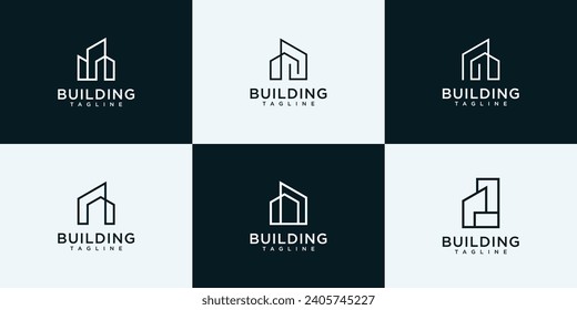 set of real estate building logo template
