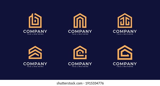 Set of real estate building monogram logo design template. Logo can be used for icon, brand, identity, architecture, and business company