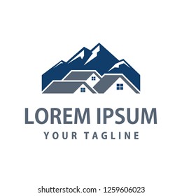 Set Real Estate Business Logo Template, Building, Property Development, and Construction Logo Vector Illustration. Home, Building and Mountain Concept.