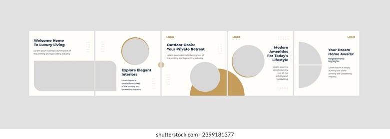 Set of real estate carousel template for instagram, editable multipurpose colroful carousel design, abstract social media carousel post design
