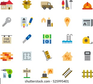 set of REAL ESTATE color flat icons