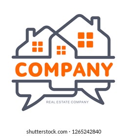 Set of real estate company logo templates for corporate identity. Two colors vector illustrations isolated on white background.