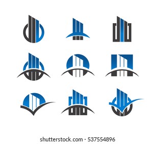 Set of real estate and construction building icons