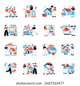 Set of Real Estate Flat Illustrations