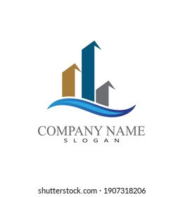 Set Real estate and home buildings logo icons template
