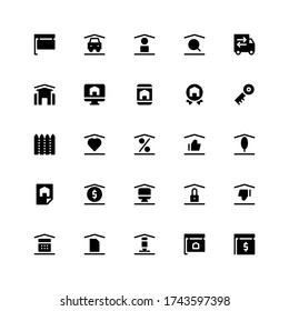 Set of real estate, home sale property glyph style icon - vector
